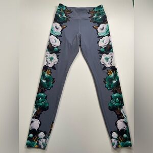 Fila Sport Floral Print High Rise Leggings Gray Green White Women’s Medium